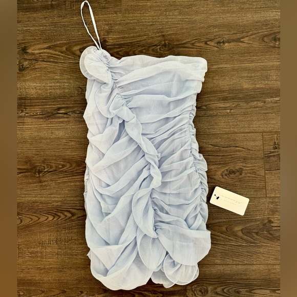 American Threads Dresses & Skirts - Light Blue One Shoulder Ruffle Mini Dress                Never Worn